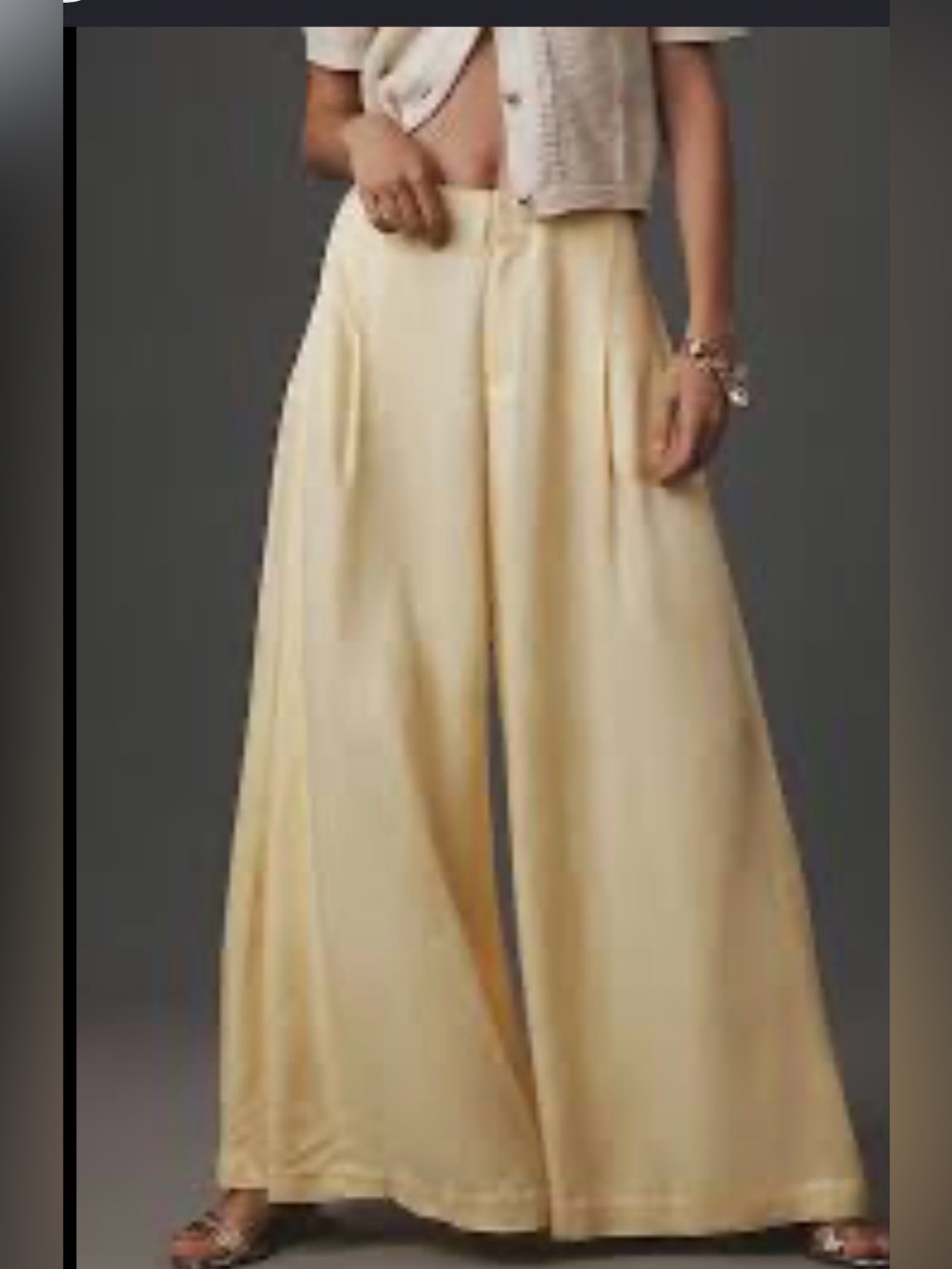 Maeve Pale Yellow Wide-Leg High-Waist Palazzo Pants